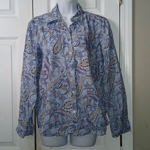 Chaps classic blue black white paisley button down casual shirt Sz  XL EUC